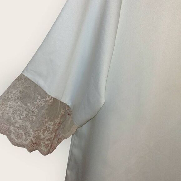 Flora Nikrooz Womens‎ Robe Sz S Open Front Cream Lace Intimates Minimalist Relax - Picture 5 of 10